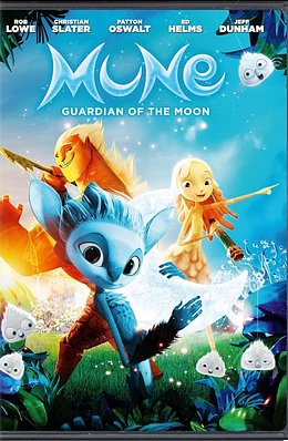 Mune, Guardian of the Moon movie poster. Shows main character Mune and two others behind