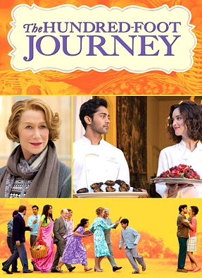 The Hundred-foot journey movie poster with Helen Mirren and two chefs