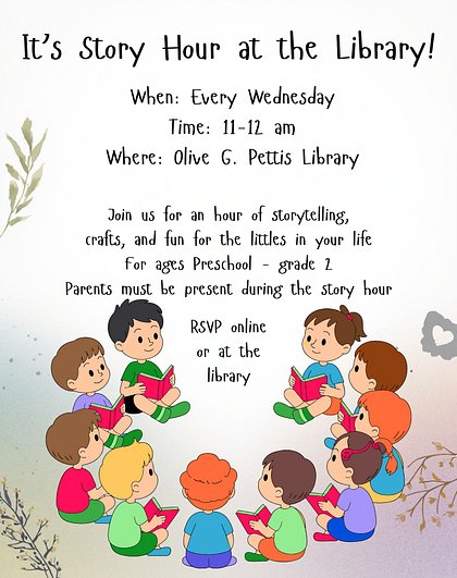 It&rsquo;s Story Hour at the Library! Every Wednesday at 11 am
